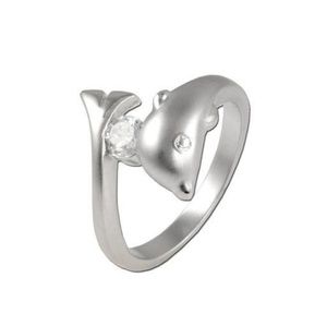 Silver Dolphin CZ Diamond Ring